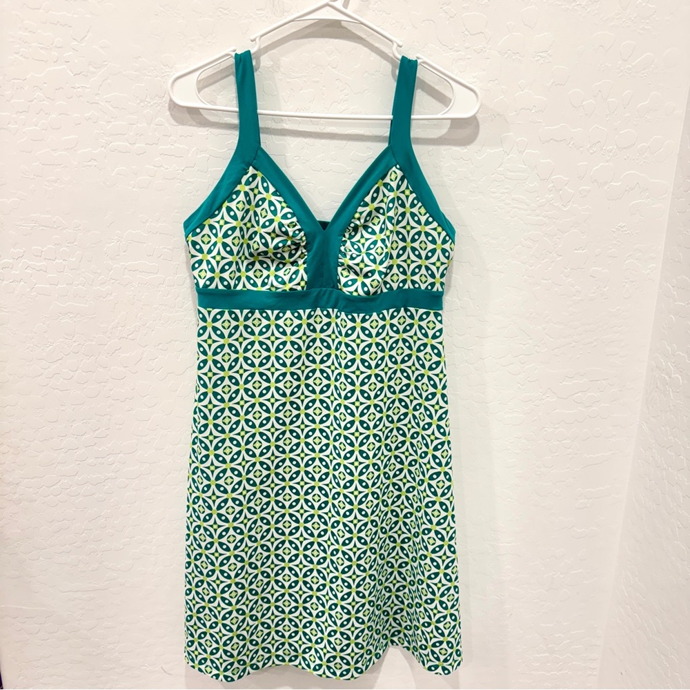 Patagonia Green Blue Mini Dress Women Large Halter Geometric Athletic Athleisure